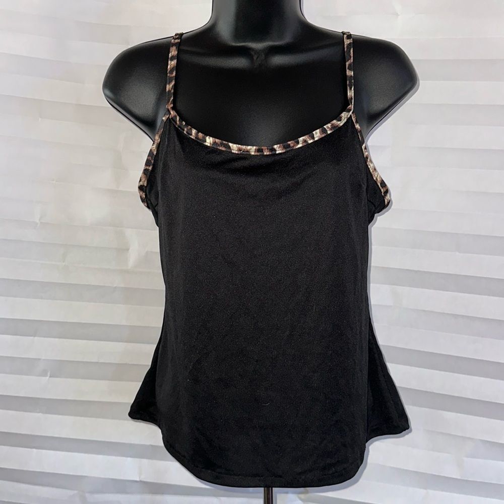 Fun Shack Black Tank Top – Women's Medium, Animal Print Strap Detail